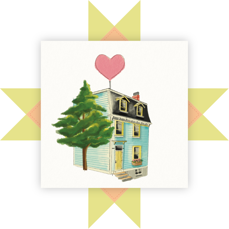 Compassion Home Care-Illustration-Newfoundland Home With Heart Coming Out Of Chimney